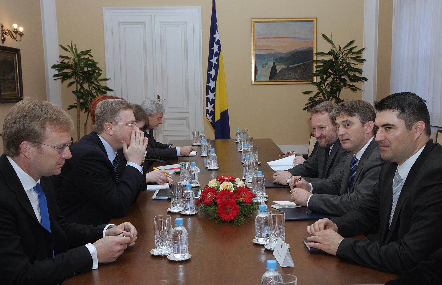 Stefan Fule With Members of BiH Presidency