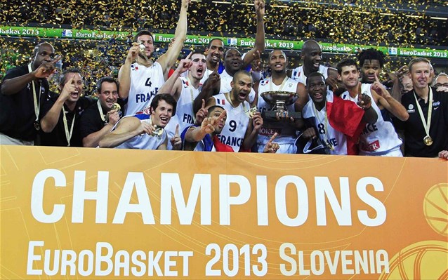 “Tricolor” celebrate their victory at the Eurobasket 2013 finals