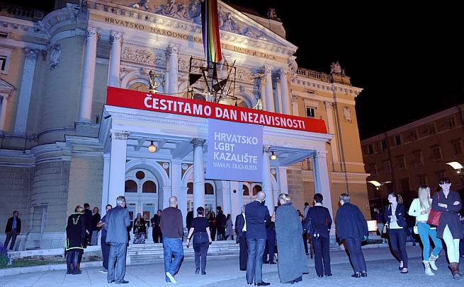 ‘Rijeka National LGBT theater’ congratulated Independence Day in a provoking manner