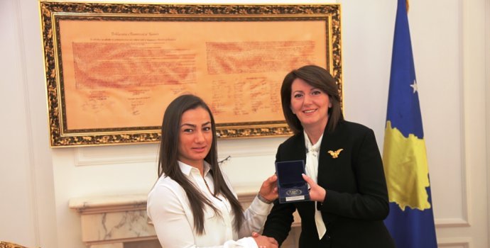 Judo fighter Majlinda Kelmendi receives the Presidential Medal of Merits