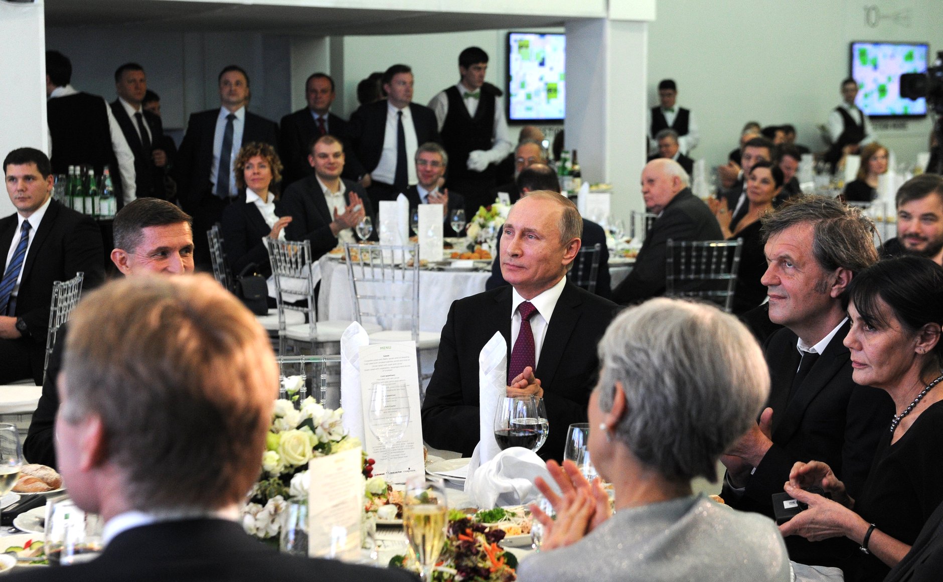 Kusturica with Putin at Russia Today celebration