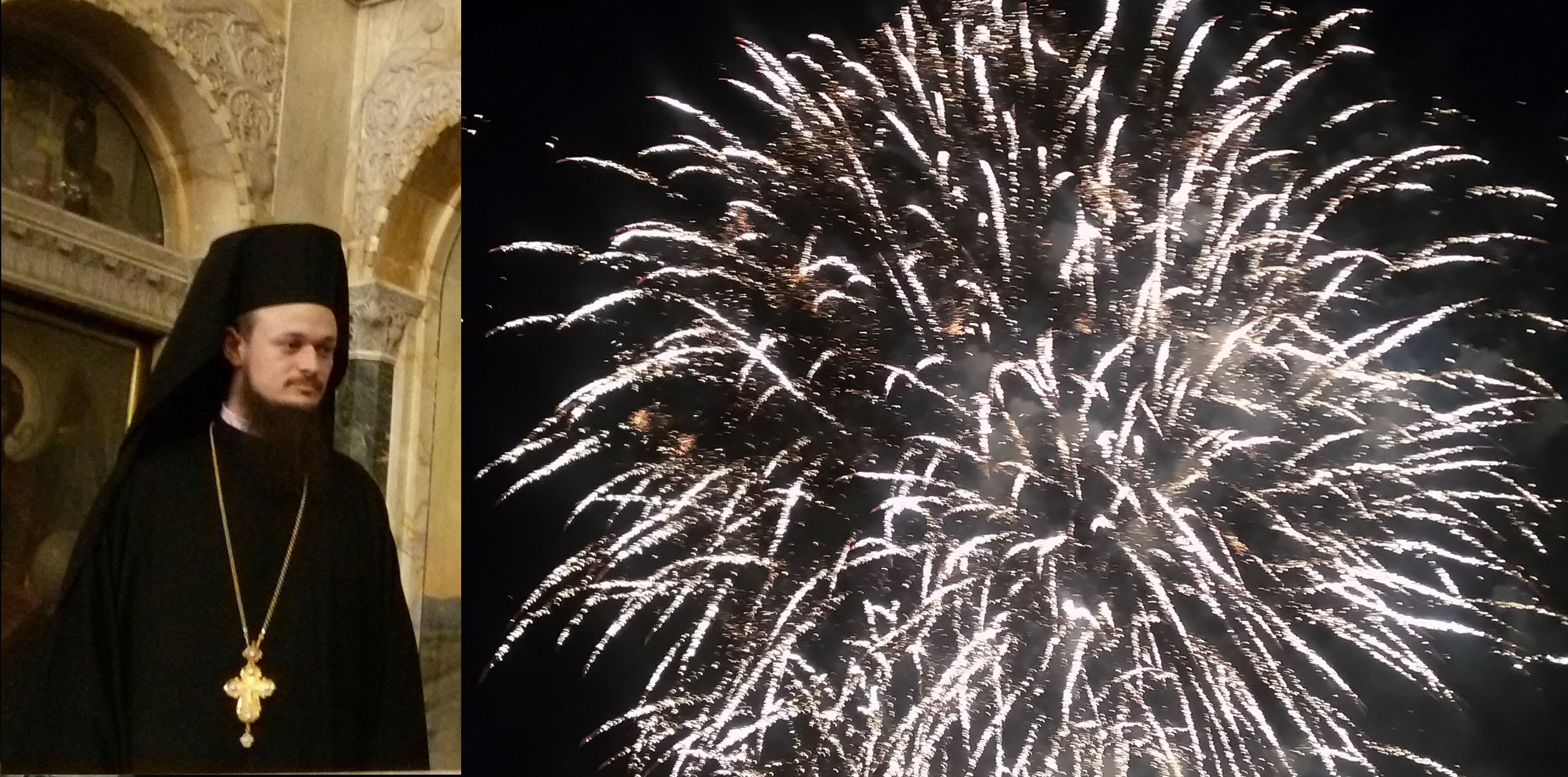 Fireworks over fireworks at Sofia cathedral at Orthodox Easter