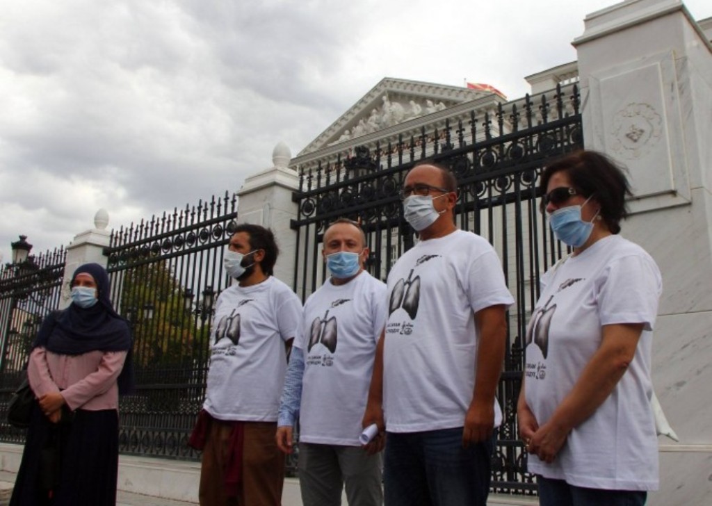 A march against pollution in Skopje