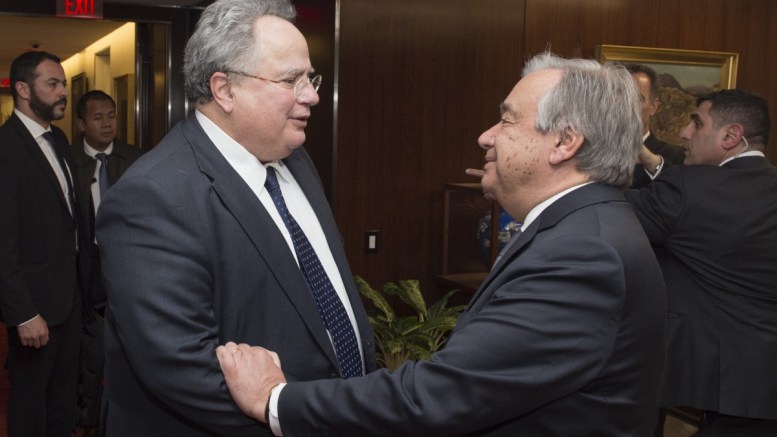 Greek Foreign Minister starts New York contacts with UNSG meeting