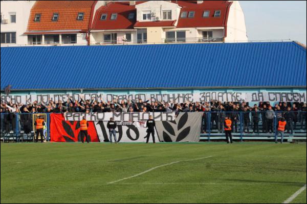 Red Star Belgrade fans chant in support of Mladic