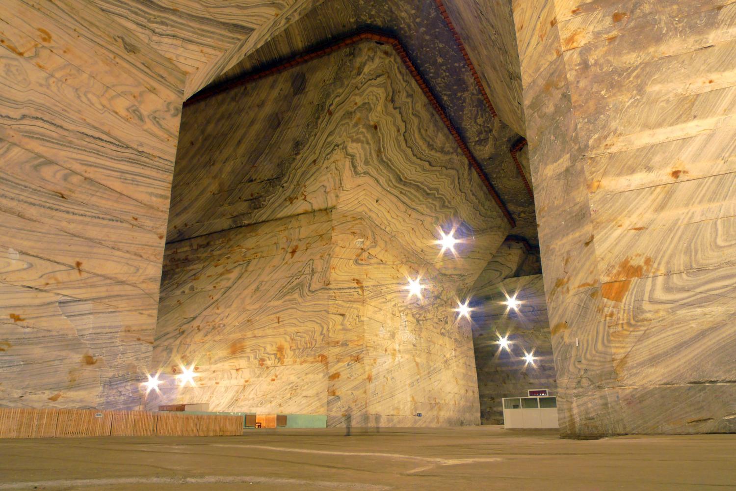 Romanian salt miners in underground protest against their wage and working conditions