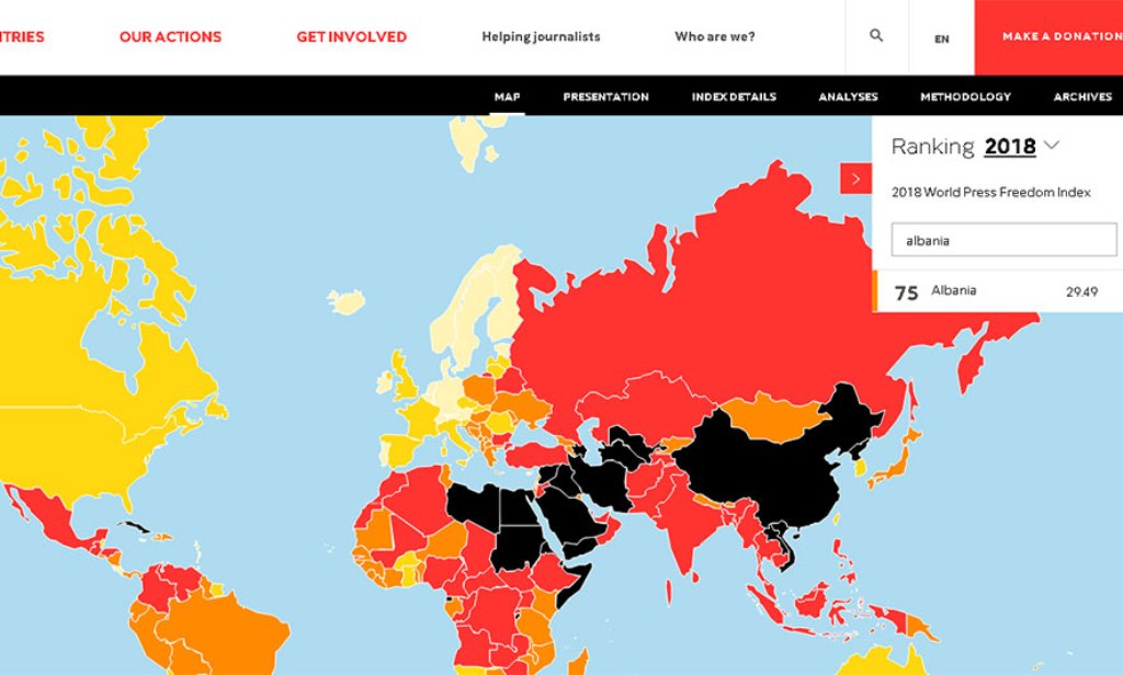 Reporters without Borders: Media in Albania is partially free