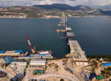 Croatia: Pelješac bridge structure rises above sea levels