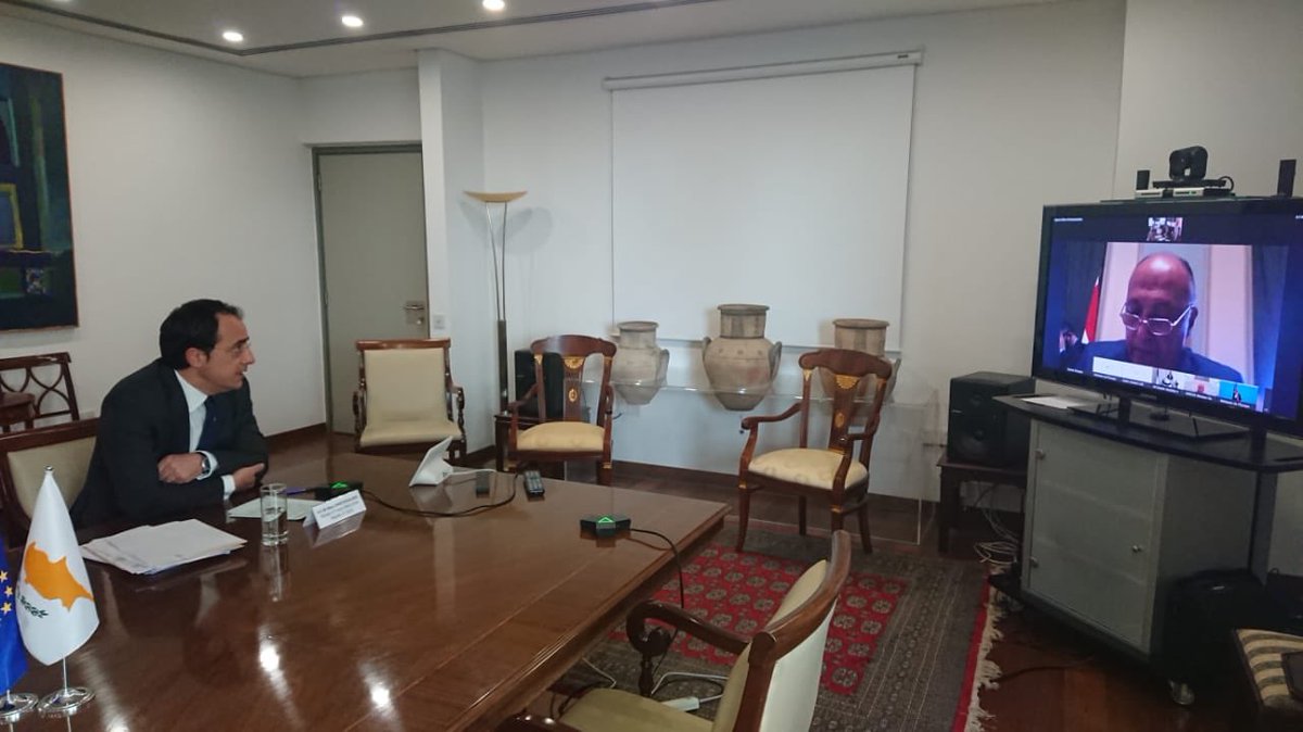 Τηλεδιάσκεψη των Υπουργών Εξωτερικών, Κύπρου, Αιγύπτου, Γαλλίας, Ελλάδας και ΗΑΕ
