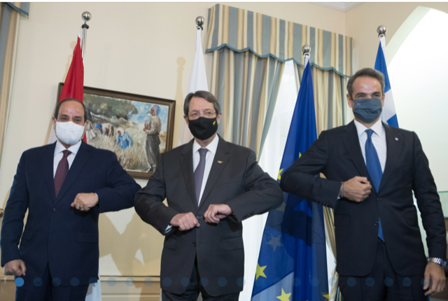 Κύπρος: Ενίσχυση της τριμερούς συνεργασίας και καταδίκη της Τουρκίας από Αναστασιάδη, El-Sisi και Μητσοτάκη