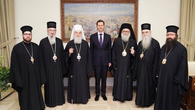 Patrijarh Irinej sa Bašarom el Asadom