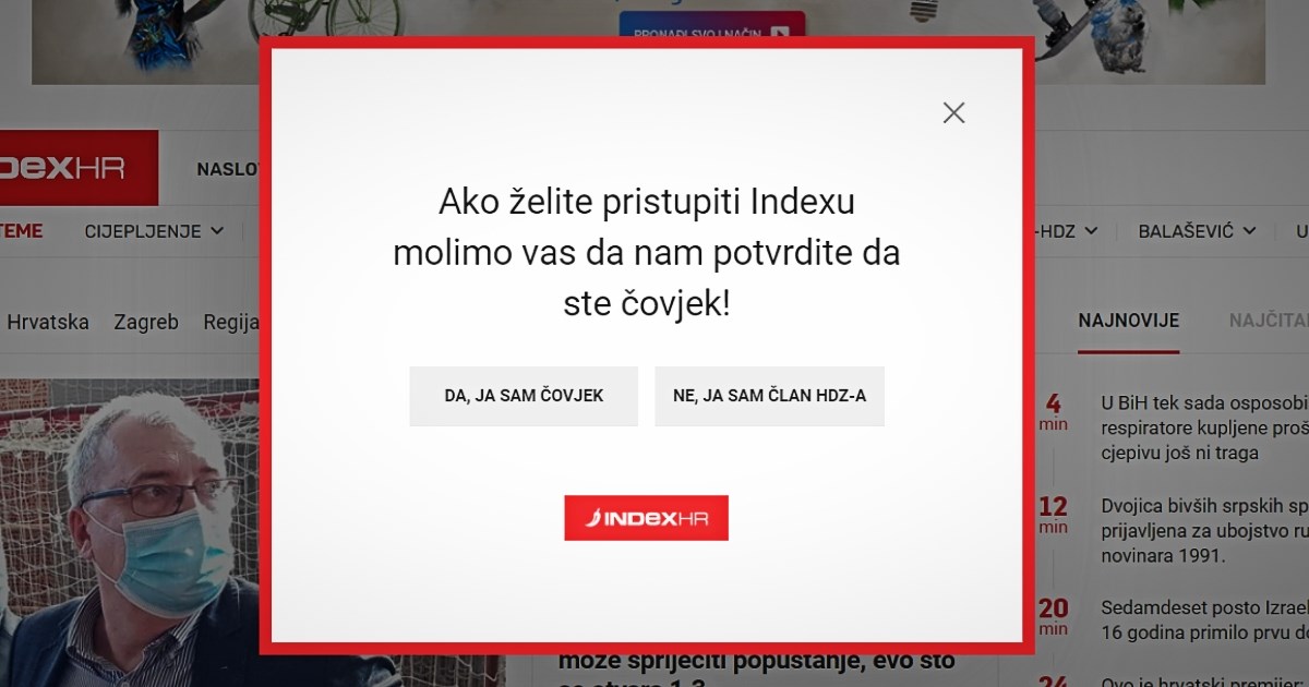Hrvatska: Internet “pop-up” prozor postao glavno političko pitanje